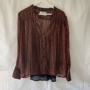 Bash top,small, black multi color/gold threading